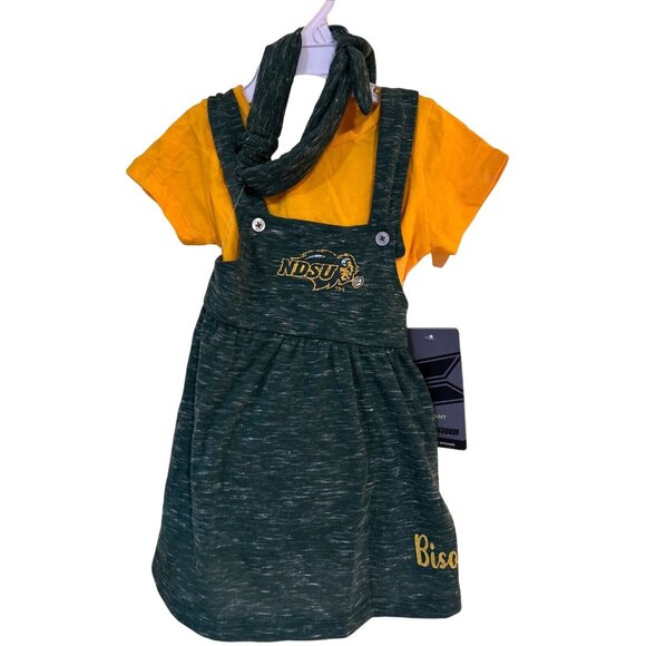 NEW NDSU Bison Colosseum Green Bib One Piece Dress Set Infant Girl (6-12) - Picture 1 of 5